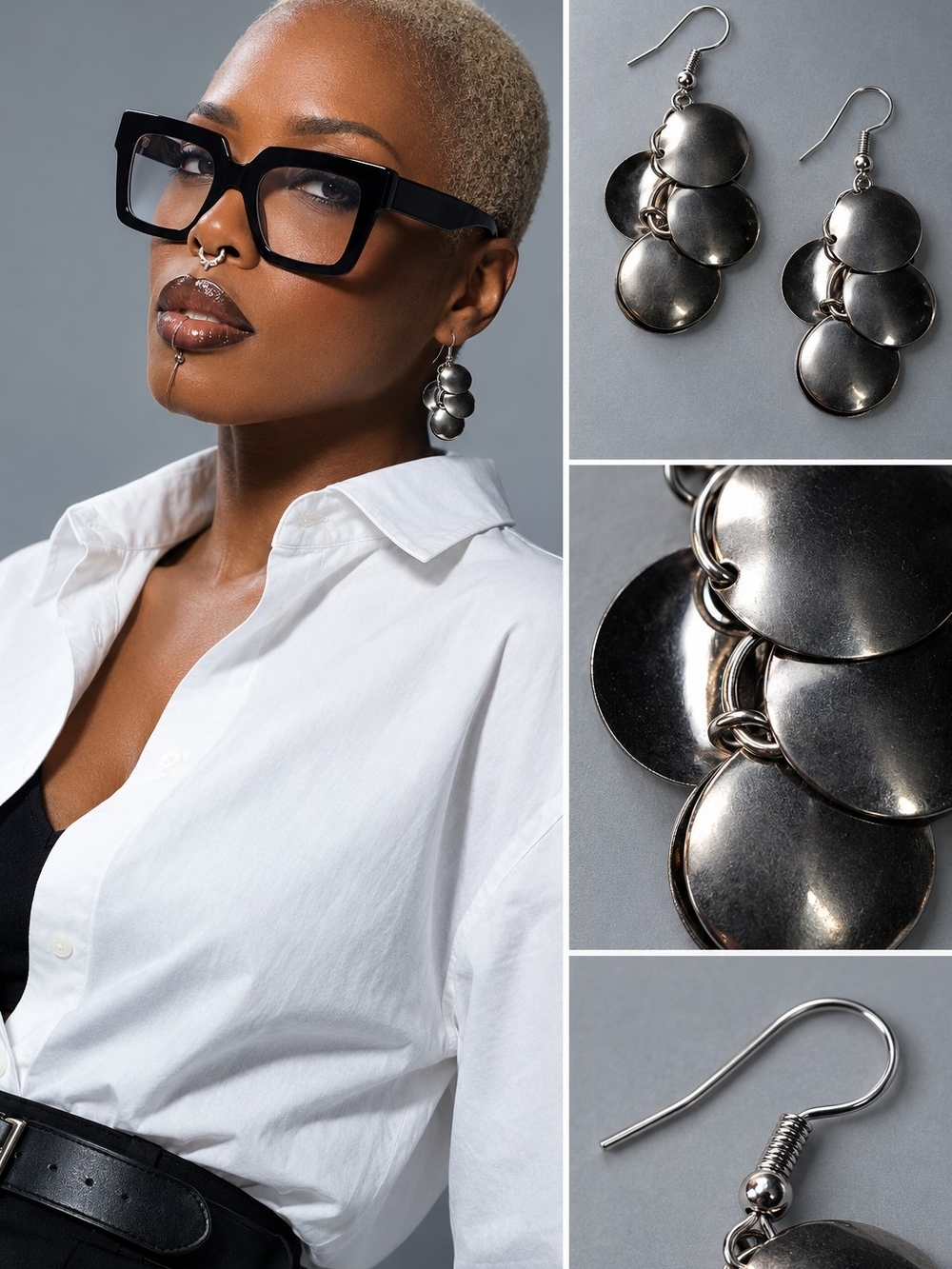 Silver Disc Cascade Drop Earrings - Modern Women Jewelry